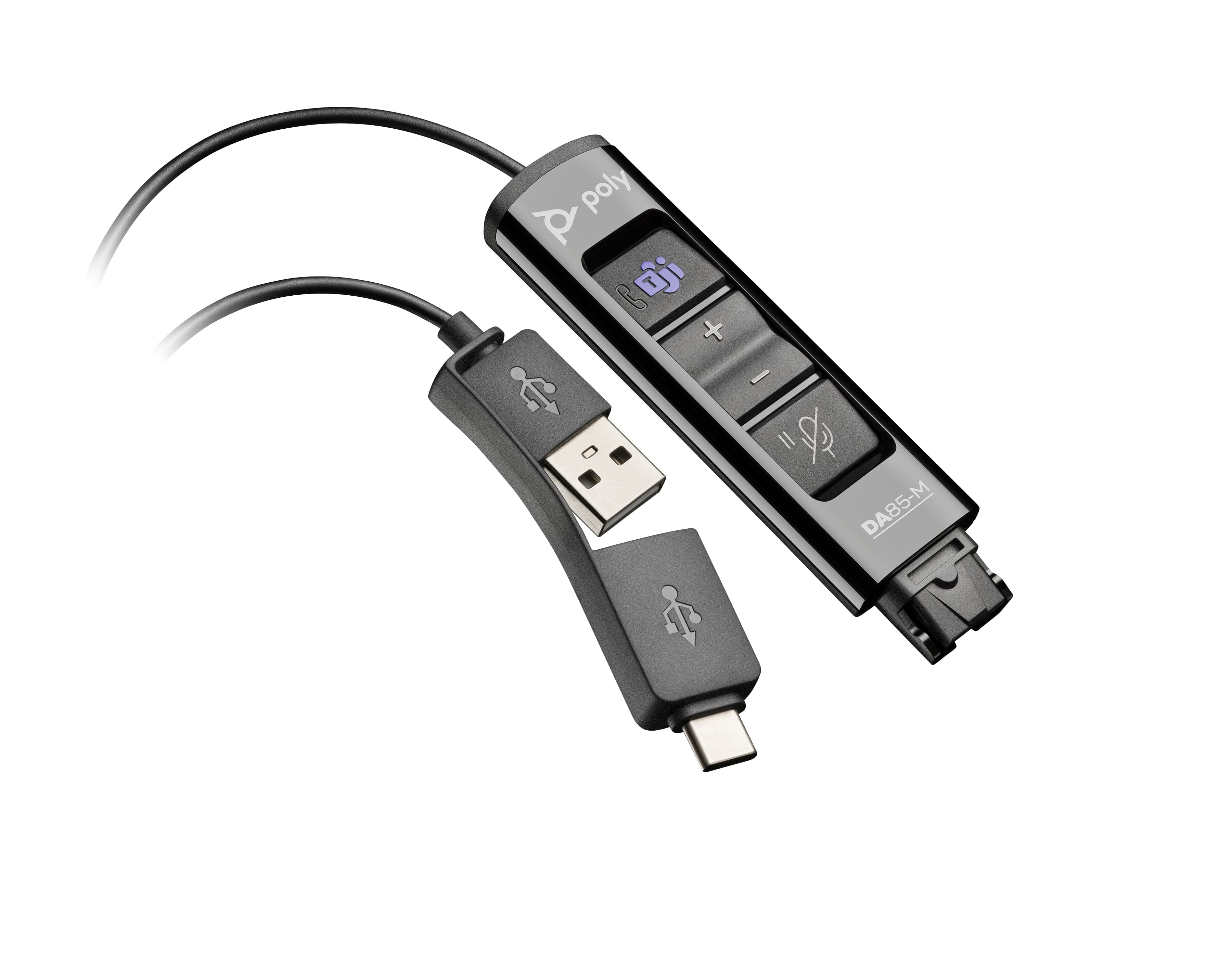 Poly DA85-M Adapter USB-A und USB-C für QD Headsets schwarz