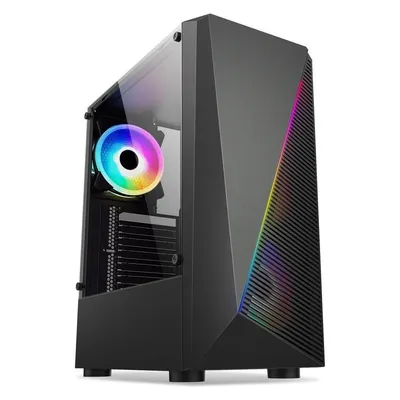 1st Cool Gehäuse SHARK 2, mittlerer Tower, AU, USB 3.0, ohne Netzteil, RGB-Lüfter, transparentes Seitenteil