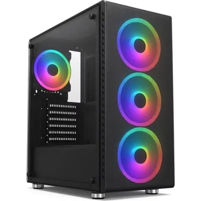 PC-Gehäuse 1st Cool ML-RAINBOW4-RGB-650 ATX RGB 4 Lüfter 650W Glas