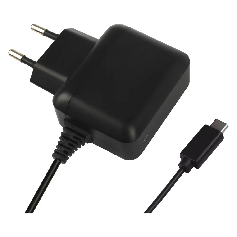 2GO Ladegerät für USB C 3A,schwarz mit fixem Kabel