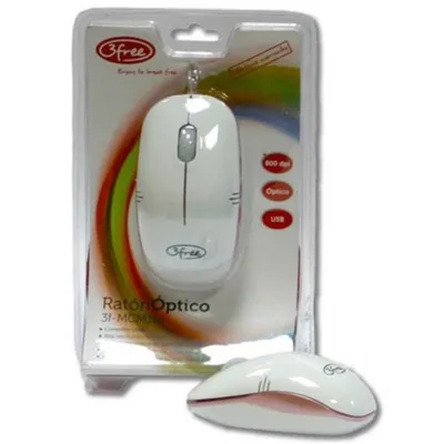 Ratón 3free 3F-MCM101/WP USB Optisch 800 DPI Weiß Rosa Mini Größe