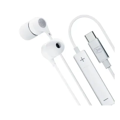 Kopfhörer 3MK Wired USB-C mit Mikrofon, Fernbedienung und Lautstärkeregelung Weiß