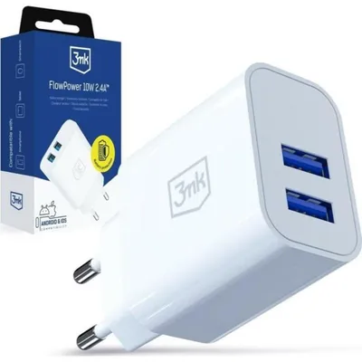 Ladegerät 3MK FlowPower 10W 2 USB-A Ports Weiß