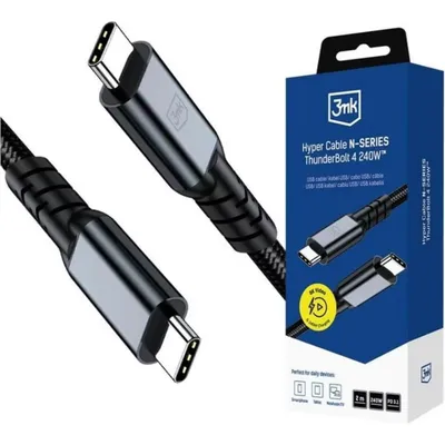 Thunderbolt 4 Kabel 3MK 240W 2m USB-C 40 Gbps Schwarz Nylon