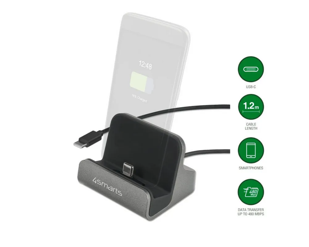 4smarts 4smarts Ladestation VoltDock USB-C 60W, grau Induktions-Ladegerät
