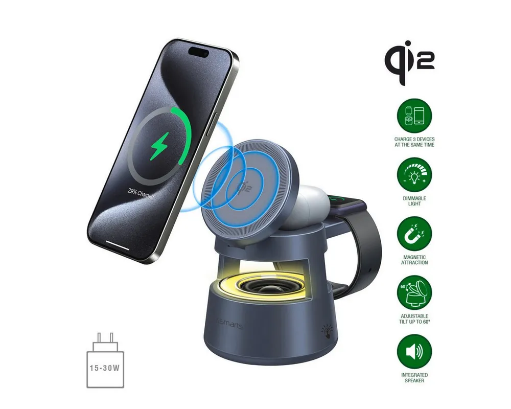 4smarts 4smarts Qi2 Ladestation Aura Sound spacegrau Induktions-Ladegerät