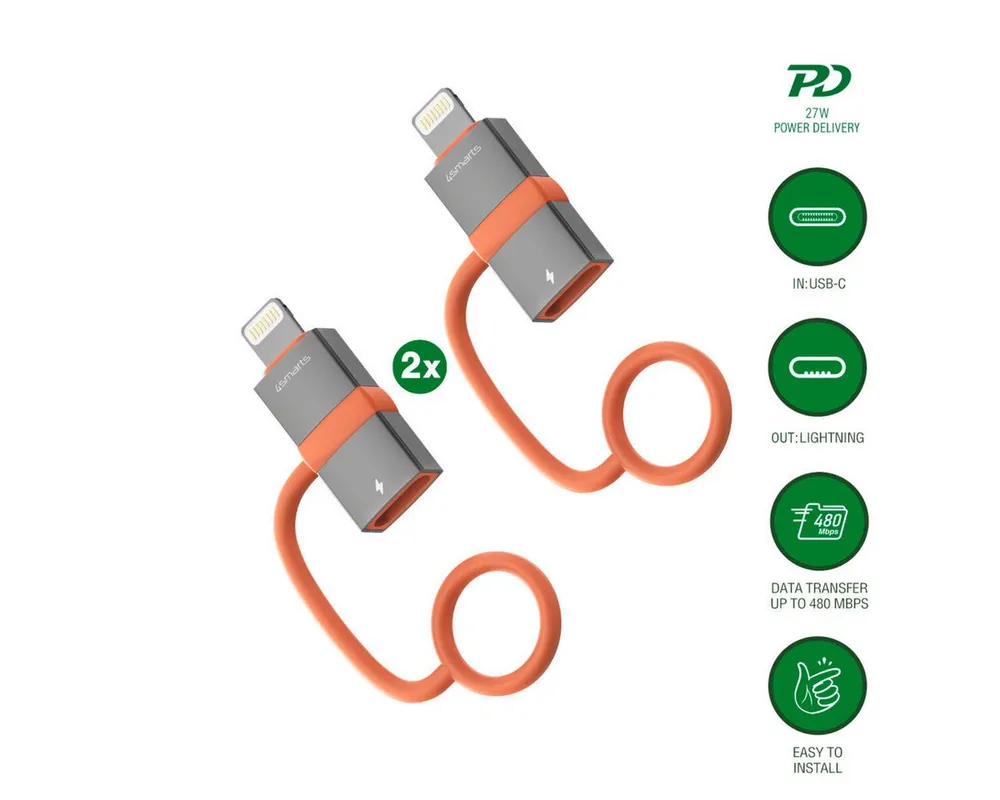 4smarts 4smarts USB-C auf Adapter Lightning PD 27W 2er Set Induktions-Ladegerät