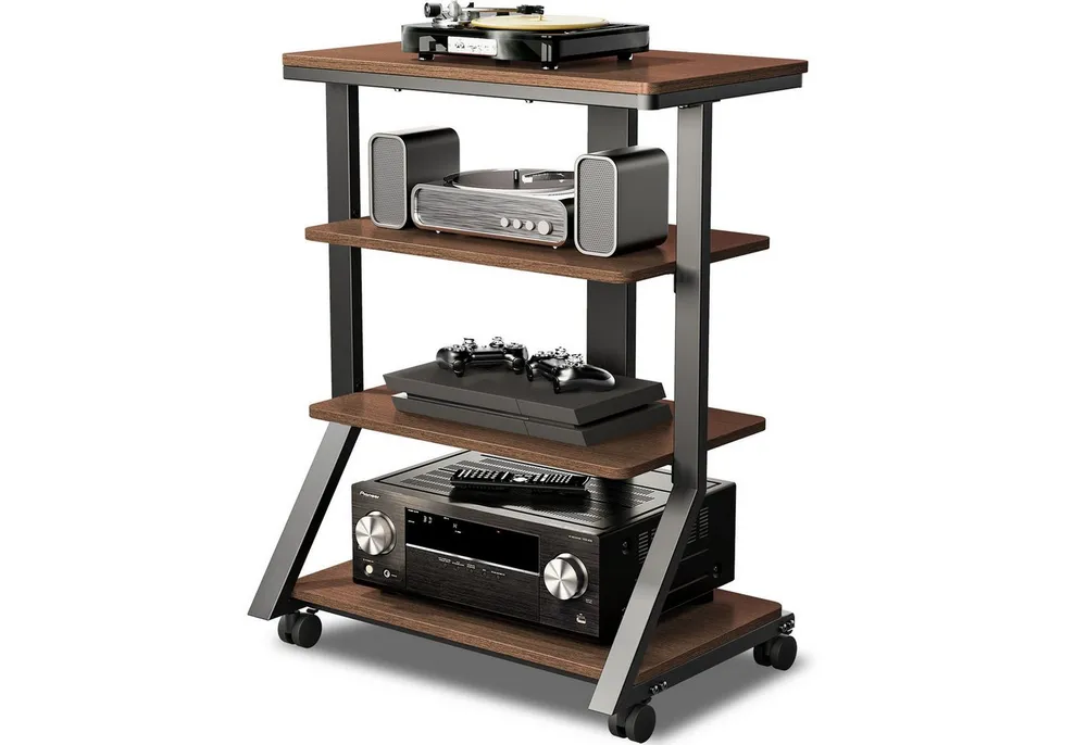 5Rcom TV-Ständer 4-stufiges Hi-Fi-Audio-Rack und -Ständer, Audio-Ständer, AV-Ständer, (1-tlg., mobiler Ständer mit schwenkbaren Rollen und 54 kg Tragkraft)