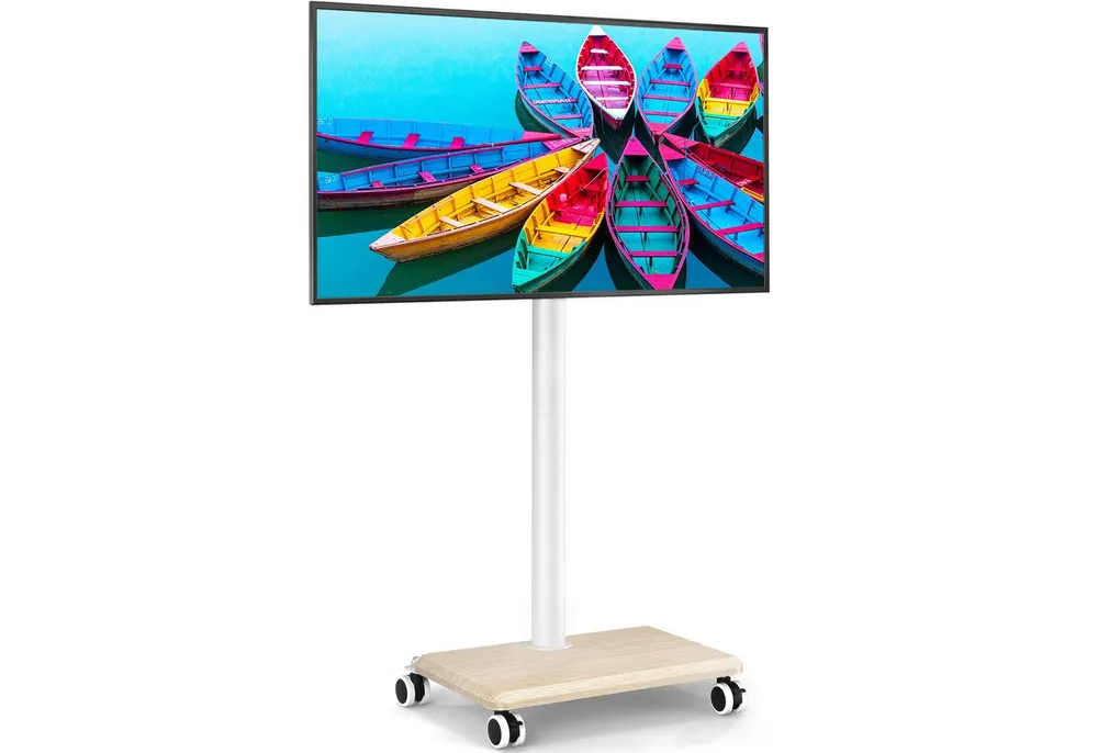 5Rcom TV-Ständer mit Rollen und Holzablage Geeignet für Fernseher von 27 bis 55 Zoll, (bis 55 Zoll, 1-tlg., Mobiler TV-Ständer trägt bis zu 40 kg Maximale)