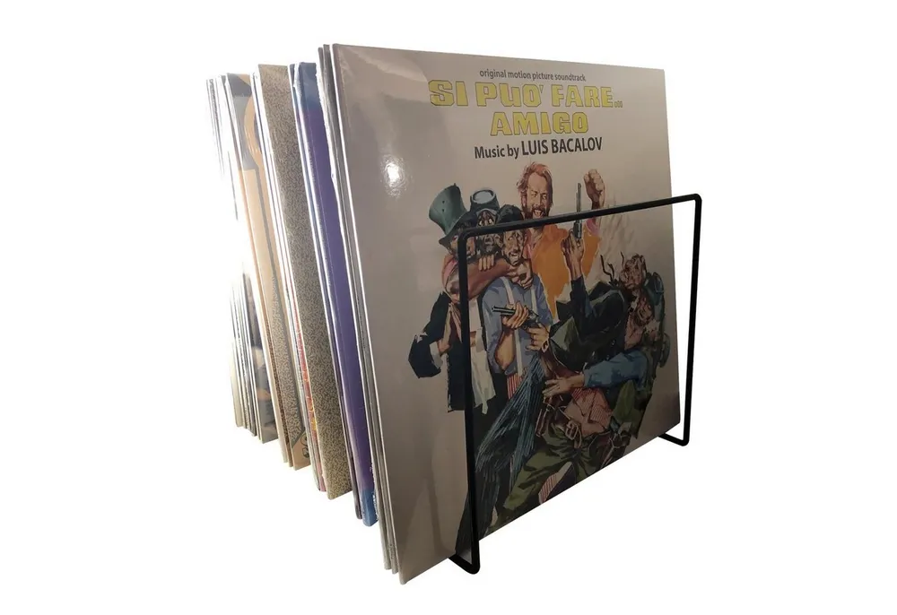 7even Schallplatten Ständer schwarz / Vinyl Records LP Tisch-Rack Plattenspieler