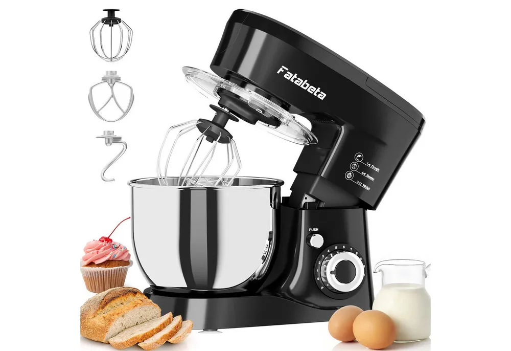 7MAGIC Küchenmaschine 1000W Leistungsstarke Knetmaschine, P+11 Geschwindigkeiten, 1000 W, 5,5 l Schüssel, Teigmaschine mit Rührhaken, Knethaken, Schlagbesen und Spritzschutz