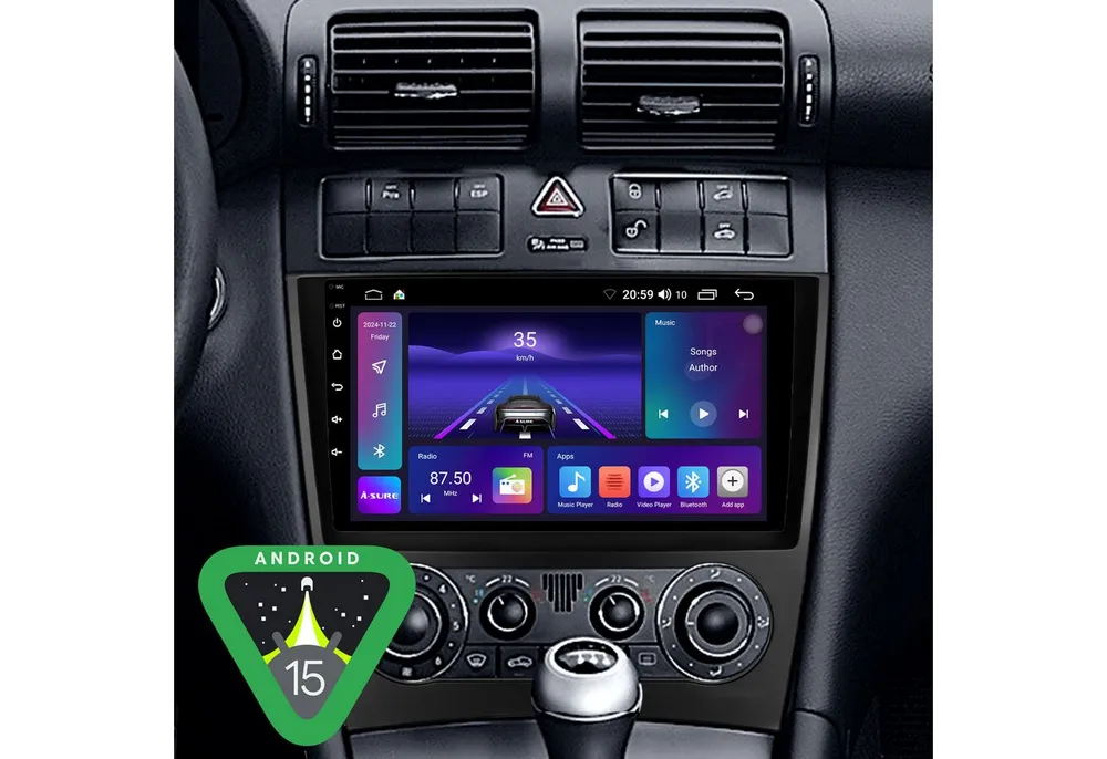 A-Sure Android 15 Carplay Für Mercedes Benz C-Klasse W203 W209 2005-2009 Autoradio (8Core, 4 Core, Digitalradio (DAB), FM, AM, 1280*800 IPS Screen)