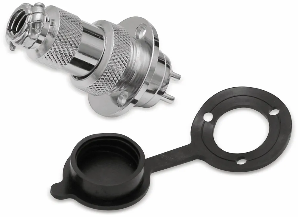 Hochstrom Einbaustecker-Set, 2-polig, Ø 19 mm, mit Abdeckkappe