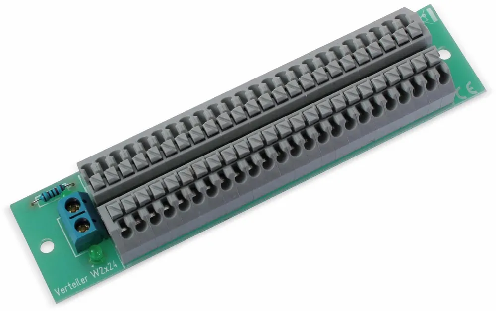 Stromverteiler 2x 24-polig, W2x24, mit Steckklemmen und Kontrollleuchten