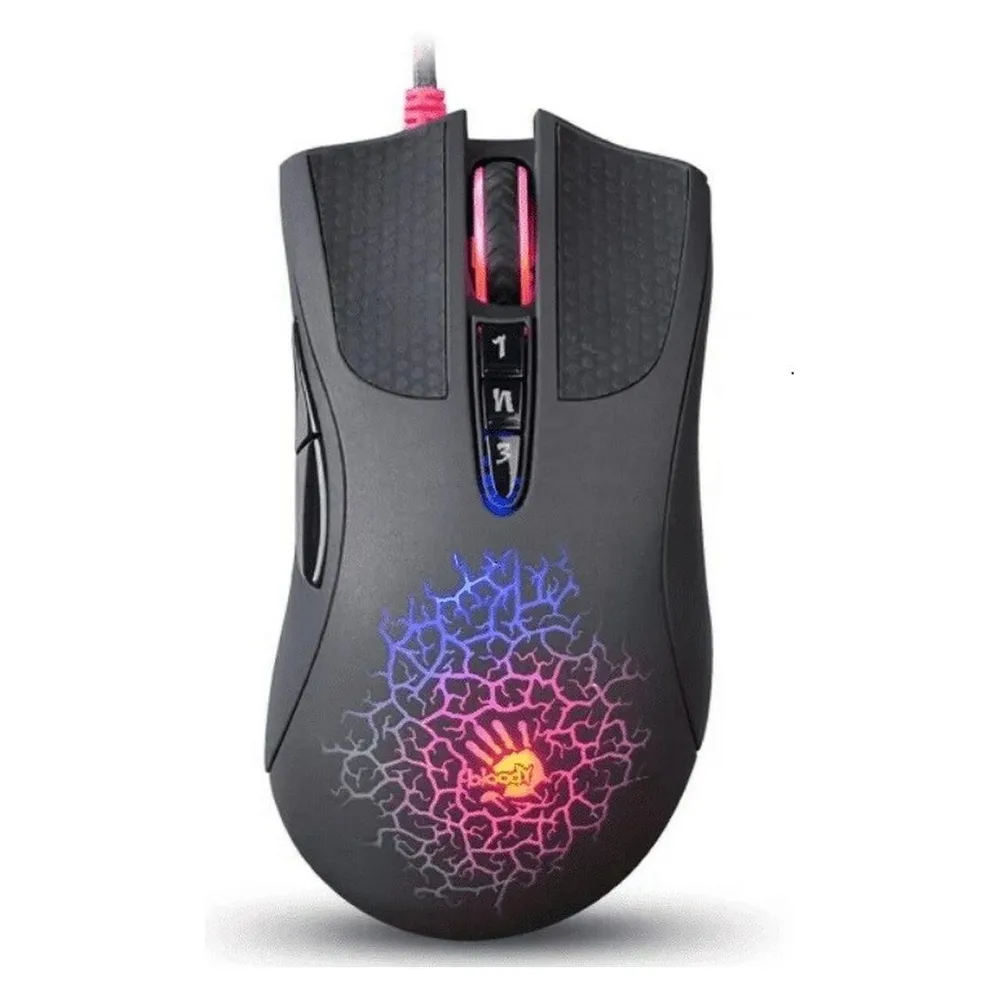 Maus A4Tech BLOODY A90 USB 6200DPI Schwarz Rot RGB 8 Tasten Gaming