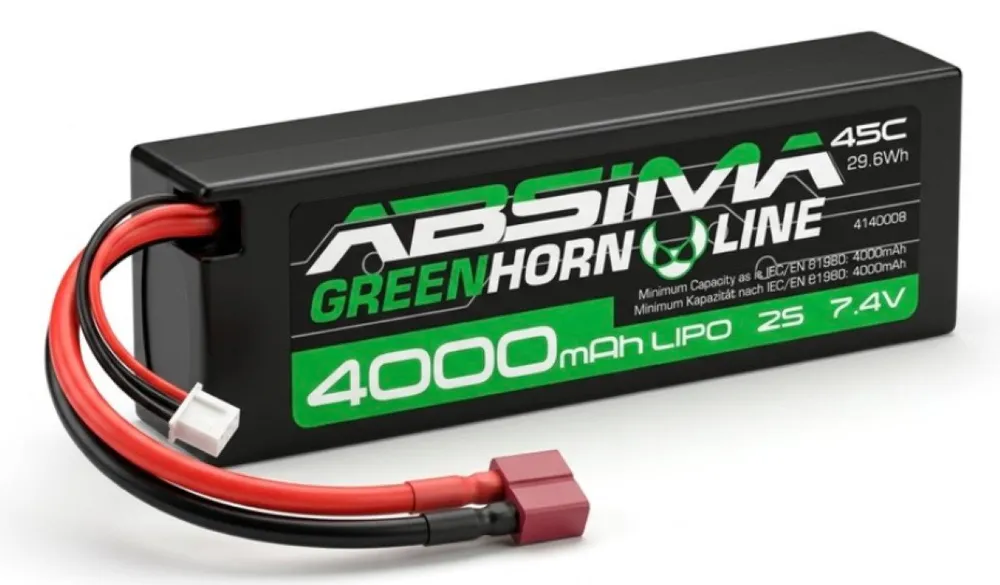 Absima 7.4 V 4000 mAh LiPo-Akku Greenhorn HardCase 4140008 Akku für ferngesteurerte Autos 4000 mAh