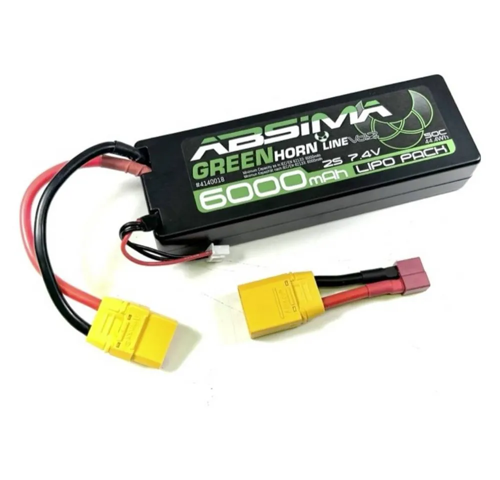 Absima GREENHORN LINEV2 2S 7.4V-50C 6000 HC LIPO AKKU mit XT90 Plug 4140018 Akku