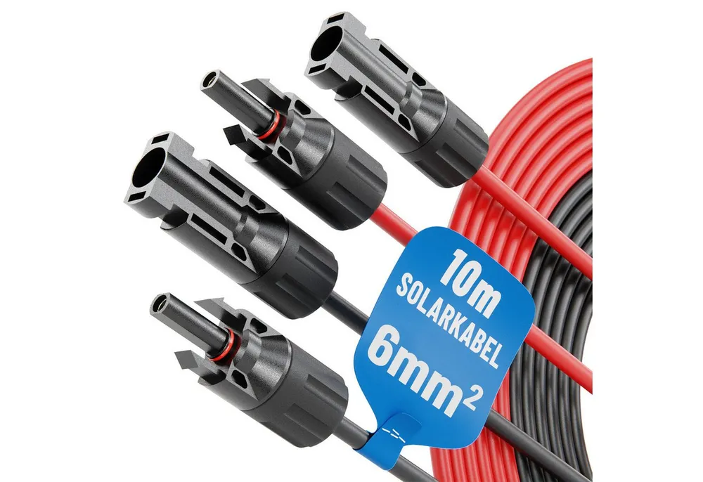 ABSINA 2x Solarkabel 6mm2 10m H1Z2Z2-K schwarz & rot - PV Kabel 6mm2 10m Solarkabel