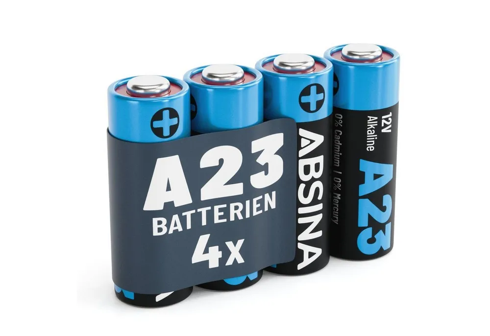 ABSINA 4x Batterie A23 für Garagentoröffner, 23A 12V Batterie Alkaline Batterie, (1 St)