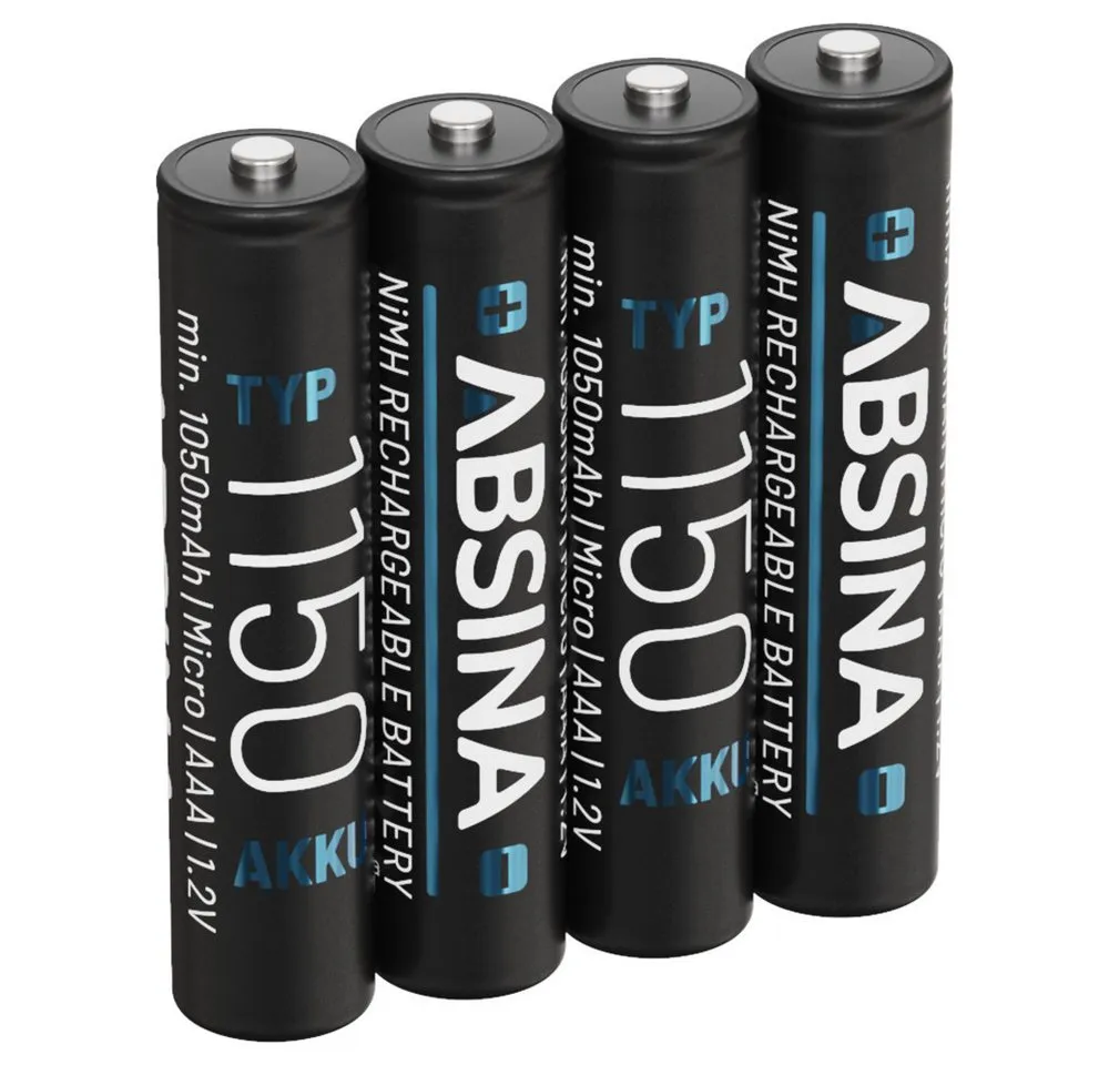 ABSINA Akku AAA 1150 - 4x NiMH min. 1050mAh Akkus Batterien ideal für Telefon Akku 1050 mAh (1.2 V)