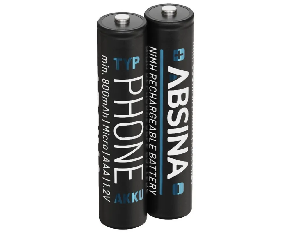 ABSINA Akku AAA für Telefon 800 mAh - 2x NiMH Telefonakkus Akkus Batterien Akku 800 mAh (1.2 V)