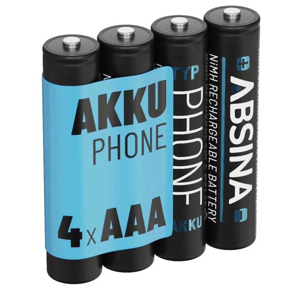 ABSINA Akku AAA für Telefon 800 mAh - 4x NiMH Telefonakkus Akkus Batterien Akku 800 mAh (1.2 V)