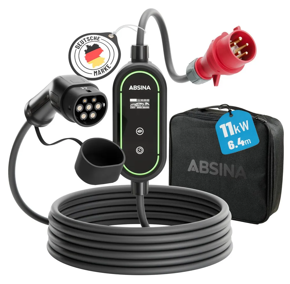 ABSINA Ladekabel CEE 16A auf Typ 2 mit einstellbarer Ladeleistung 11kW 16A Elektroauto-Ladegerät (1-tlg)