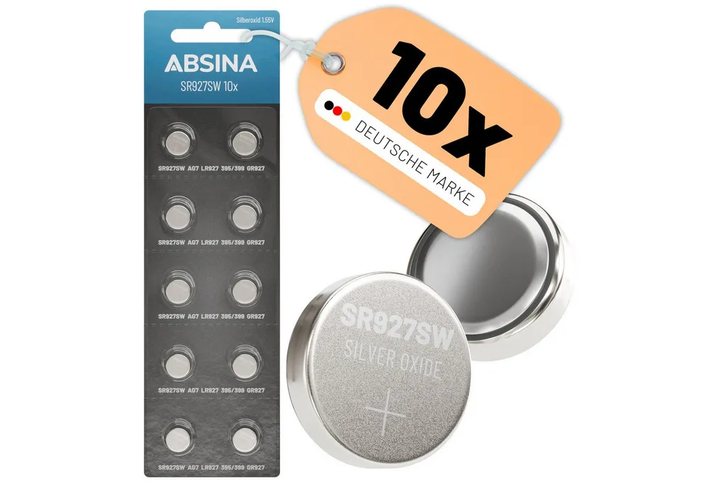ABSINA SR 927 SW Uhren Knopfzelle 1,55V Silberoxid 10er Pack - Uhrenbatterie Knopfzelle, (1 St)