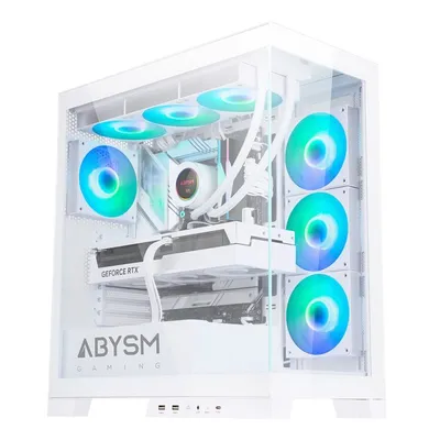 Abysm Gaming Donau Sava H500 Weißes USB 3.0 ARGB-Gehäuse aus gehärtetem Glas, weißes Gehäuse