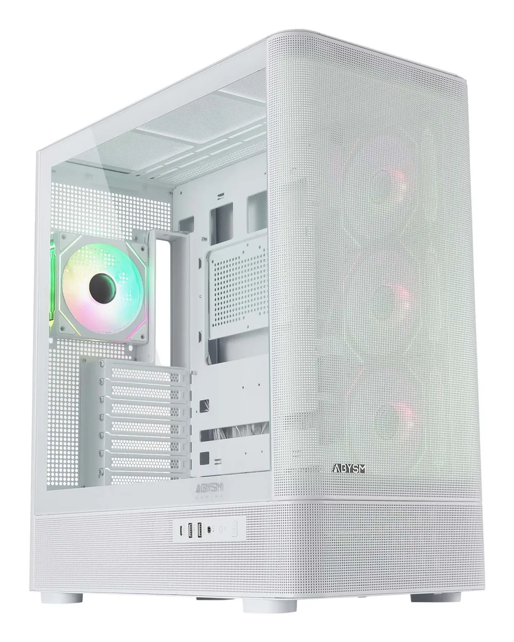 Gehäuse ATX Abysm Danube Sava H500 II Air 4 Lüfter ARGB Gehärtetes Glas Weiß
