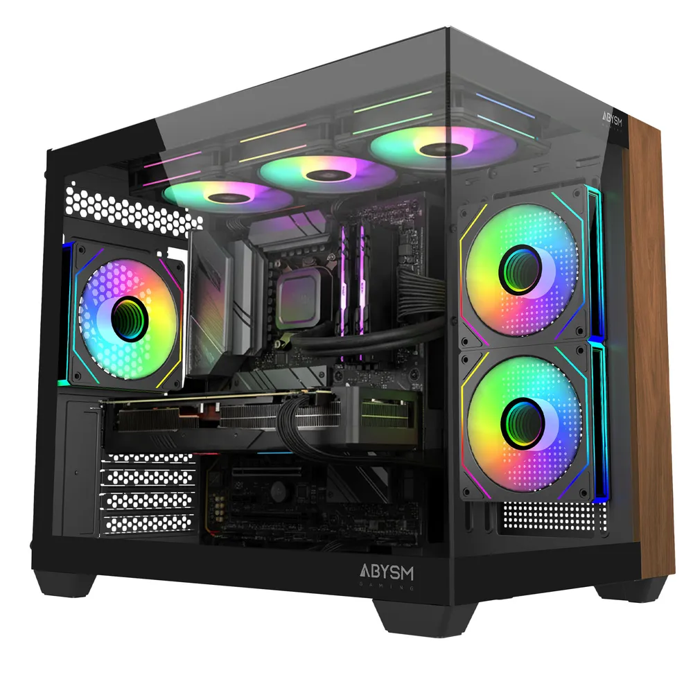 PC-Gehäuse Abysm Danube Sava Nature 285C Schwarz Holz Glass ARGB Micro-ATX