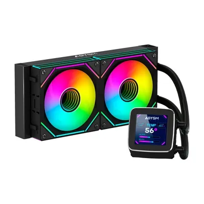 Abysm Gaming Oceanic 240 Black Argb Flüssigkeitskühlung, mit 2,8-Zoll-LCD-Bildschirm