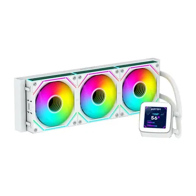Abysm Gaming Oceanic 360 White Argb Flüssigkeitskühlung, mit 2,8-Zoll-LCD-Bildschirm
