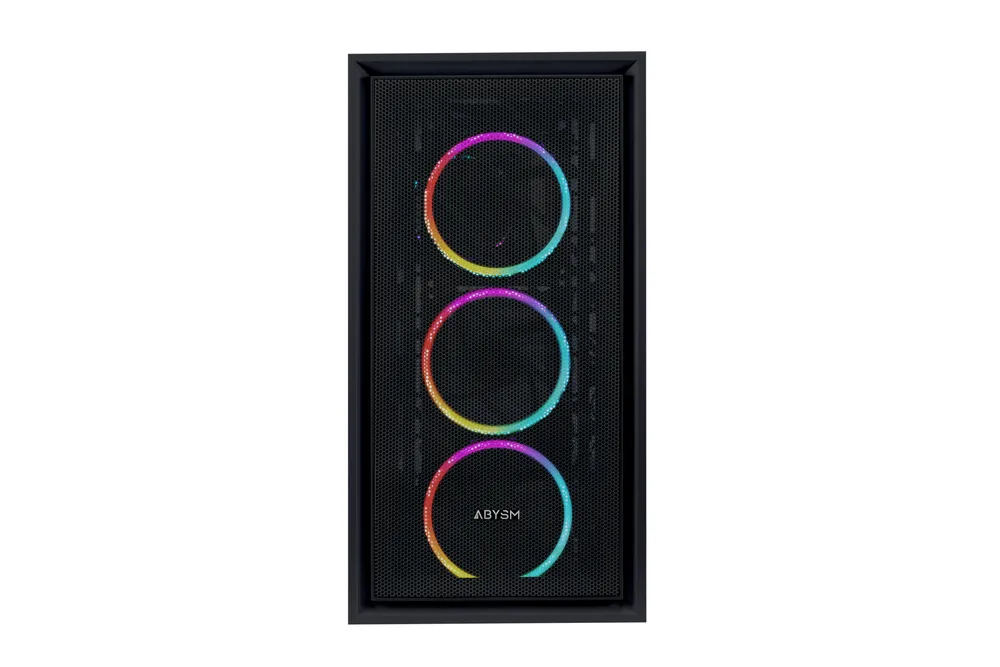 Abysm Gaming Donau Kamp ARGB ATX PC-Gehäuse aus gehärtetem Glas, USB 3.0, Schwarz