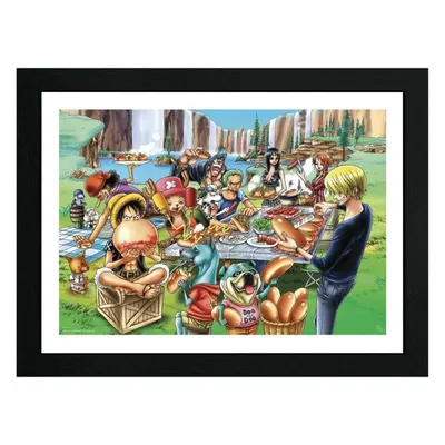 Poster ABYSTYLE One Piece Hot-Dog Party eingerahmt 44 x 34 cm