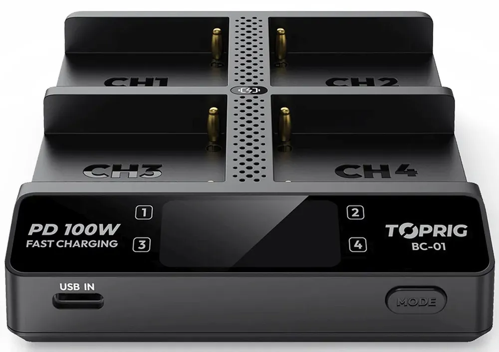Accsoon Toprig 100W 4-Bay NP-F Fast Charger mit EU GaN Charger