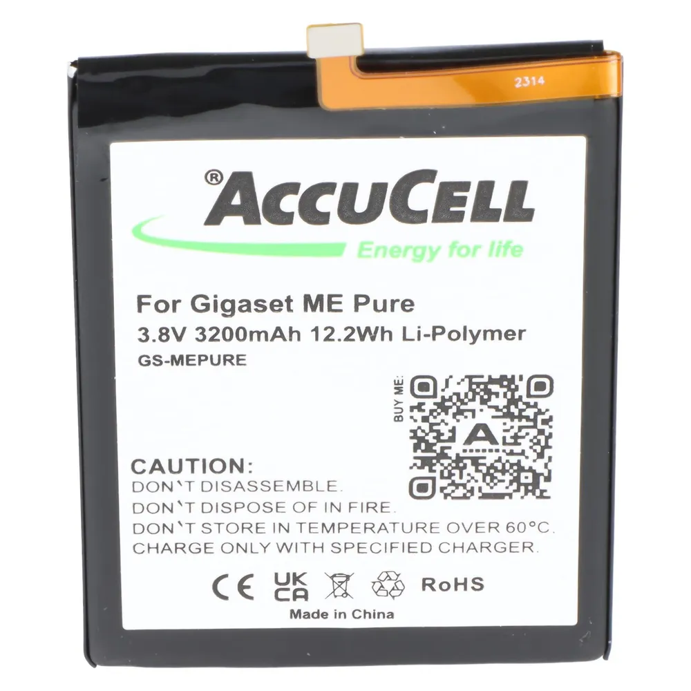 AccuCell Akku passend für Gigaset ME Pure Li-Polymer 3.8V 3200mAh 12.2Wh