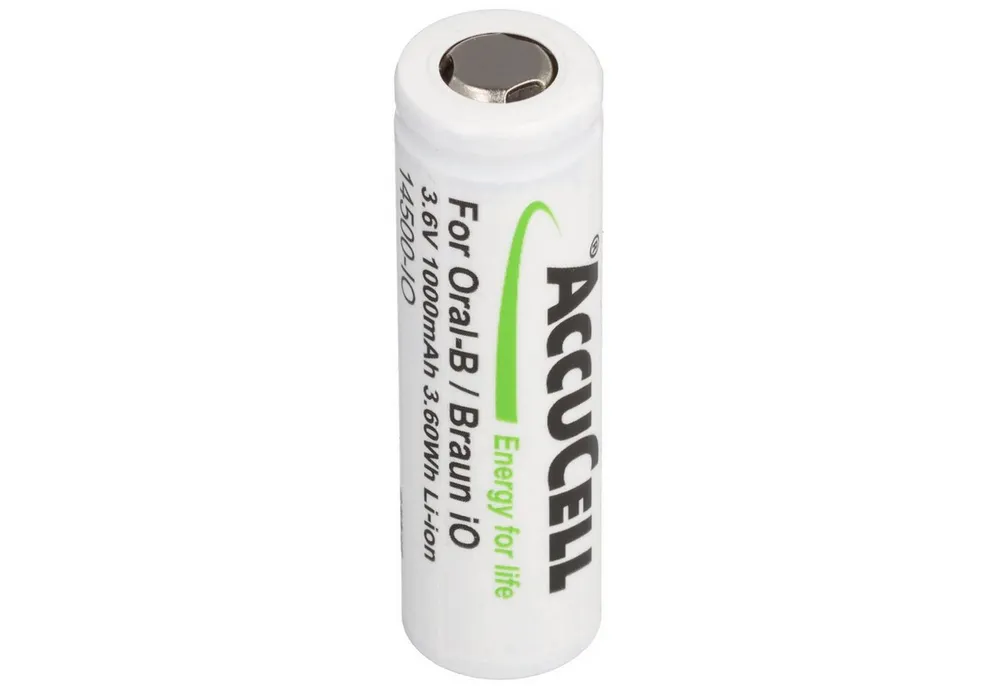 AccuCell 1000mAh Akku kompatibel für Oral-B Akku Li-Ion UR14500AC passend für Akku 1000 mAh (3,6 V)