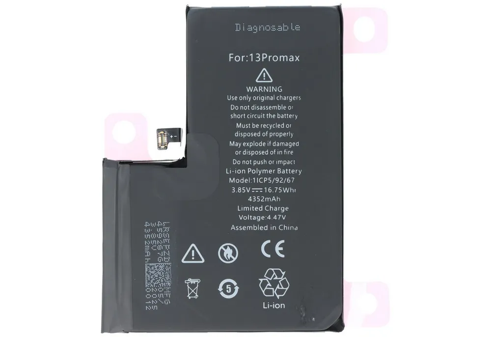 AccuCell Akku passend für Apple iPhone 13 Pro Max, diagnostizierbar, Li-Polyme Akku 4352 mAh (3,9 V)