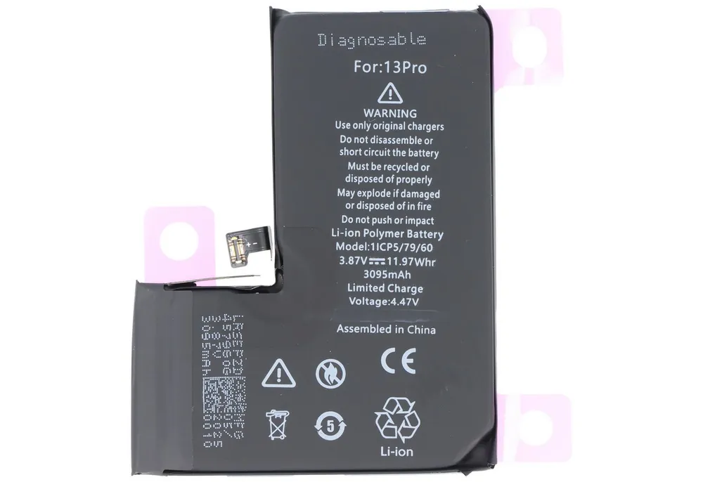 AccuCell Akku passend für Apple iPhone 13 Pro, diagnostizierbar, Li-Polymer, 3 Akku 3095 mAh (3,9 V)