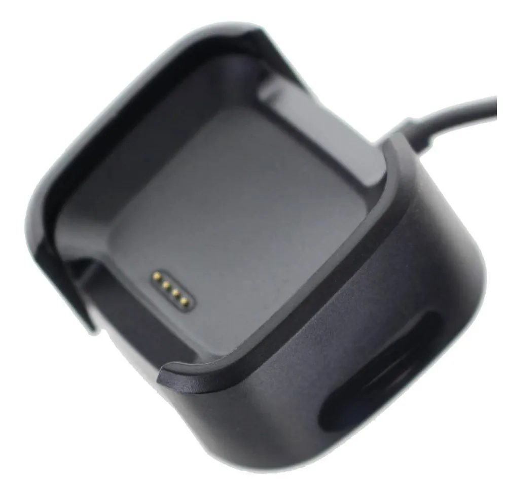 AccuCell Ladegerät passend für die Fitbit Versa schwarz mit USB Kabel 1 Meter, Akku