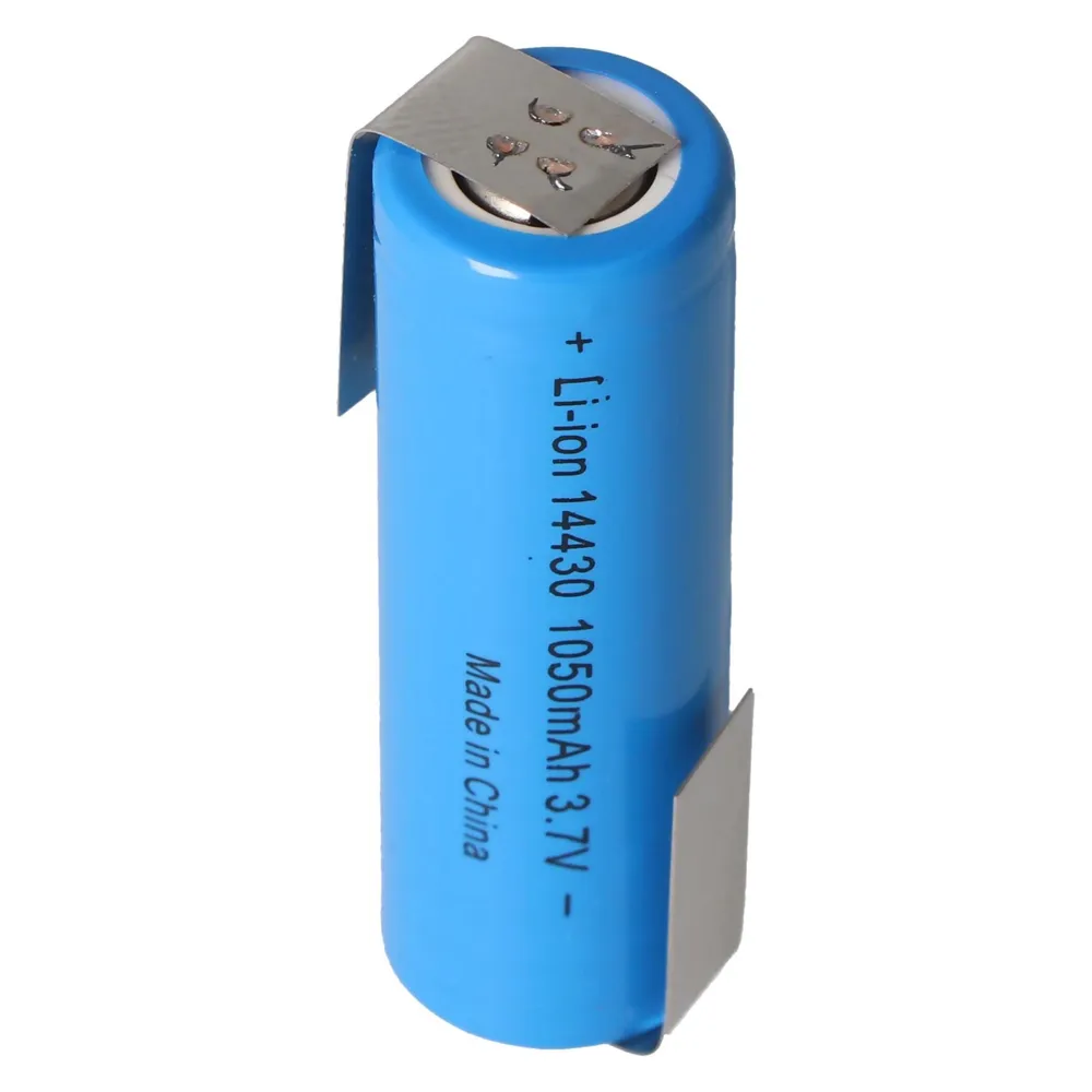 AccuCell Li-ion Akku 14430 mit Lötfahnen Z-Form 1050mAh 3,6V - 3,7V Lithium-Ionen-Zelle ohne Schutzelektronik
