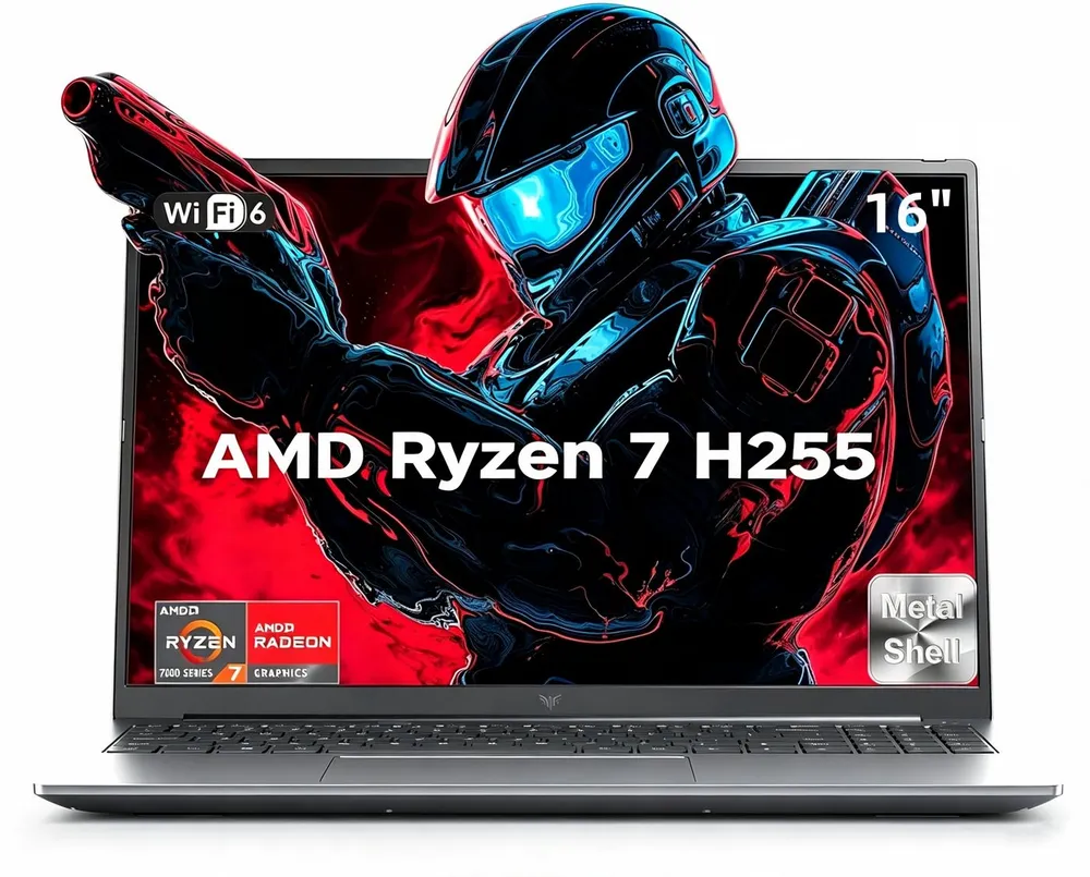 ACEMAGIC 16 Zoll Laptop, 24GB DDR5 RAM 512GB SSD, AMD Ryzen 7, Windows 11, WiFi 6 Notebook (AMD AMD Ryzen 7 H255 Ryzen™ 7 H255, AMD Radeon™ 780M, 24 GB, 512 GB SSD, Beleuchtete Tastatur, bis zu 4,9GHz,180° klappbar,Windows 11 pro)