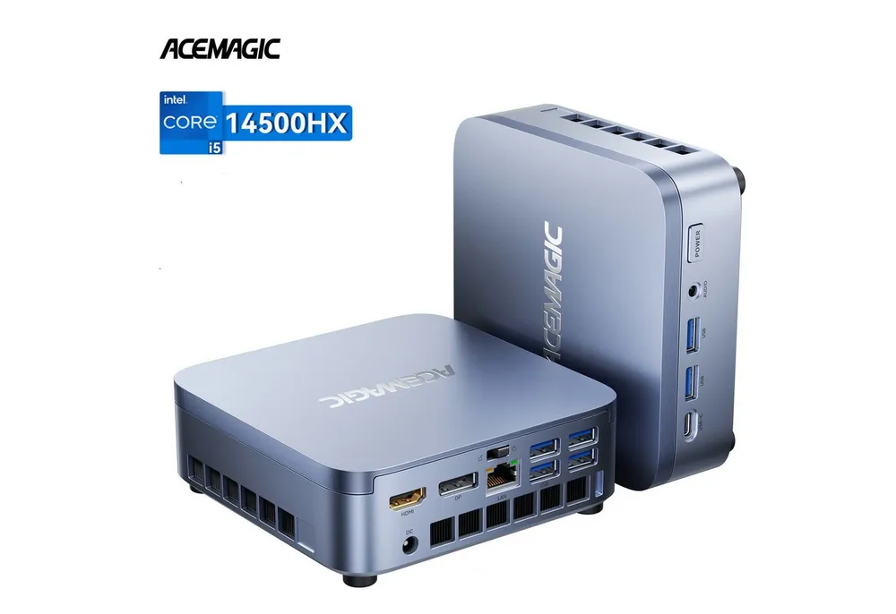 ACEMAGIC Intel Core i5-14500HX, bis zu 4.9 GHz, 16 GB DDR4 RAM+512 SSD, win 11 Mini-PC (Intel 14500HX, 16 GB RAM, 512 GB SSD, bis zu 4,9 GHz,Triple-4K-Display, WLAN, Bluetooth, Intel UHD Graphics)