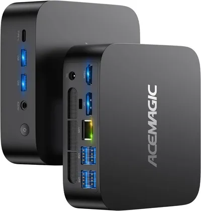ACEMAGIC Mini PC Windows 11 Pro, 16GB RAM, 512GB SSD, AMD Ryzen Embedded R2544 Mini-PC (AMD Ryzen R2544, AMD Radeon™ Graphics, 16 GB RAM, 512 GB SSD, Lüfterkühlung, Leise,4C/8T, 3,7 GHz, Triple 4K Display, WiFi 5/BT4.2, VESA Halterung)