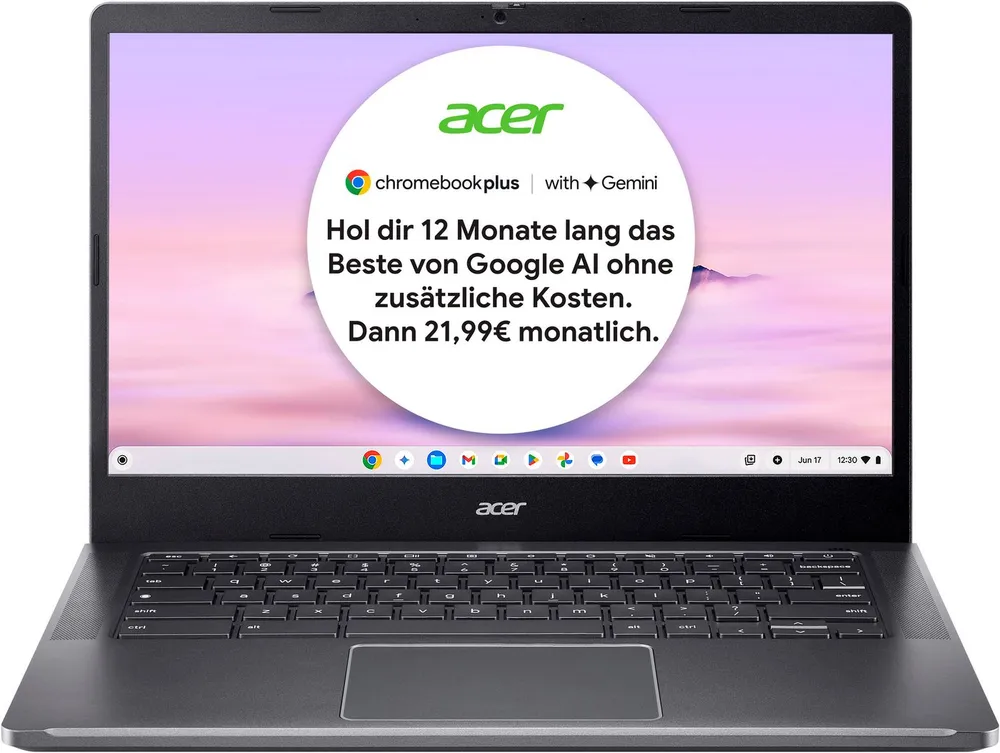 Acer Chromebook Plus 514 (CB514-4H-364N) Chromebook (35,56 cm/14 Zoll, Intel Core i3 N305, UHD Graphics, 8 GB, 256 GB SSD, ChromeOS)