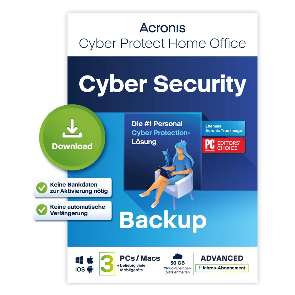 Software Acronis True Image Erweiterte Protection 3 Geräte 1 Jahr 50 GB Cloud