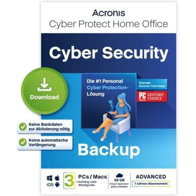 Software Acronis True Image Erweiterte Protection 3 Geräte 1 Jahr 50 GB Cloud