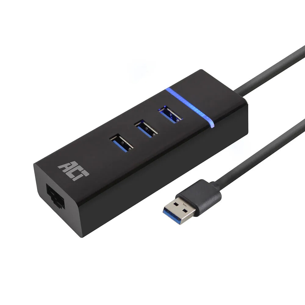 ACT USB-Hub 3.2 mit 3 USB-A-Anschlüssen und Ethernet-Anschluss