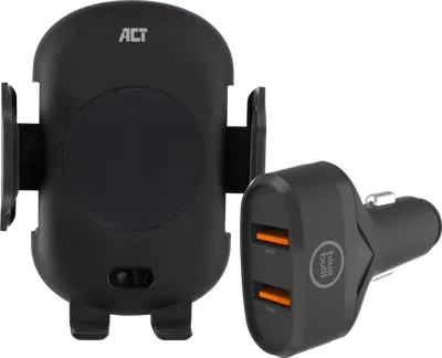 ACT Handyhalterung fürs Auto mit kabelloser Ladefunktion Lüftungsschlitze/Armaturenbrett + Ladegerät 18 W